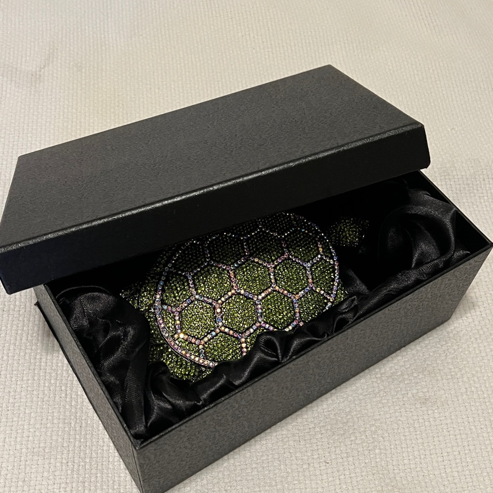 Crystal Couture Green Turtle Clutch | Crystal Rhinestone Evening Bag - Picture 7 of 7